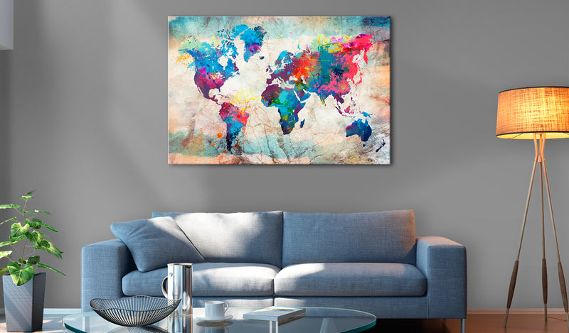 Quadro di Sughero - World Map - Colourful Madness [Cork Map] 120x80cm Erroi-2