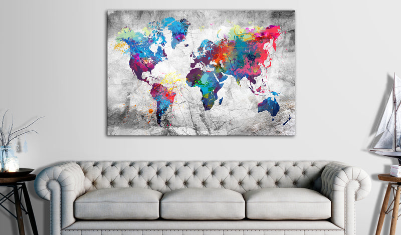 Quadro di Sughero - World Map - Grey Style [Cork Map] 120x80cm Erroi-2