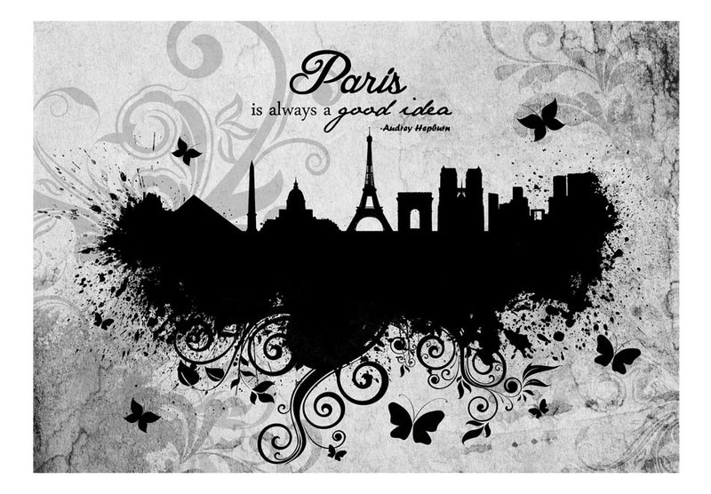 Carta da Parati Fotomurale - Paris Is Always a Good Idea - Black And White 100x70 cm Erroi-2