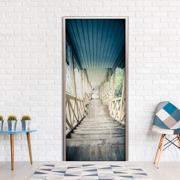 sconto Türtapete – Holztreppe im Vintage-Stil 100 x 210 cm Erroi