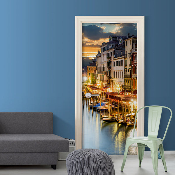 prezzo Türtapete Wandbild – Venezianischer Hafen 100x210cm Erroi