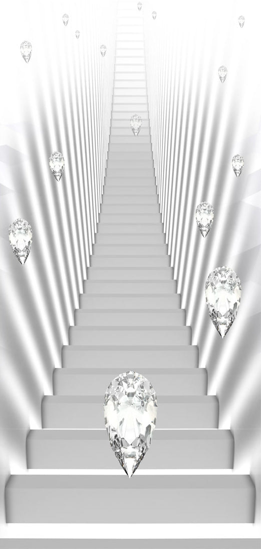 Carta da Parati Fotomurale per Porta - White Stairs And Jewels i 100x210 cm Erroi-2