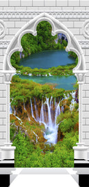 Carta da Parati Fotomurale per Porta - Gothic Arch And Waterfall i 100x210 cm Erroi-2