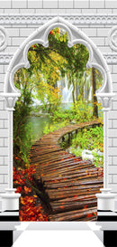 Carta da Parati Fotomurale per Porta - Gothic Arch And Path i 70x210 cm Erroi-2