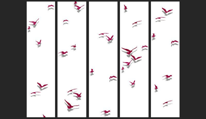 Fotomurale - Red Birds 50X1000 cm Carta da Parato Erroi-2