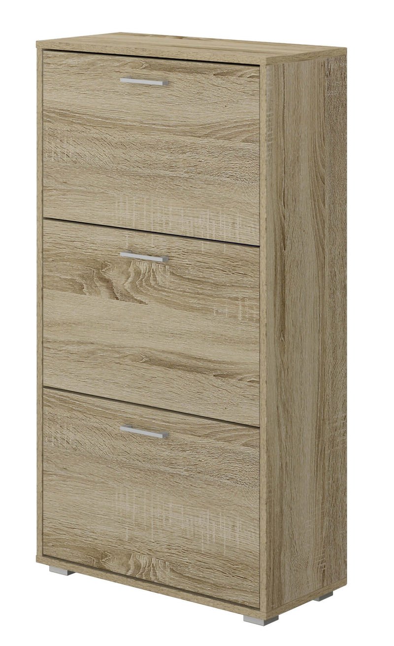 Scarpiera 3 Scomparti 67x28x112 cm 18 Paia in MDF Rovere-1