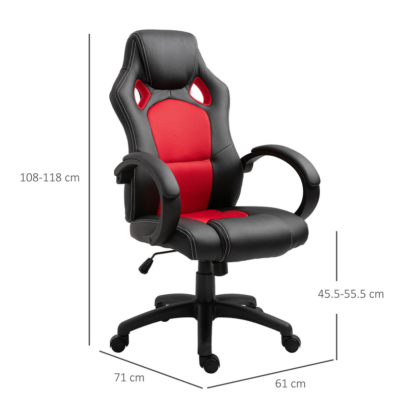 Sedia da Gaming Ergonomica in Similpelle Rosso e Nero-3