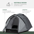 Tenda da Campeggio 4 Persone 325x183x130 cm con Vestibolo e Finestre Grigia-4