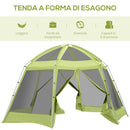 Tenda da Campeggio 6-8 Persone Ø4,93x2,4m in Tessuto Taffetà Verde-7