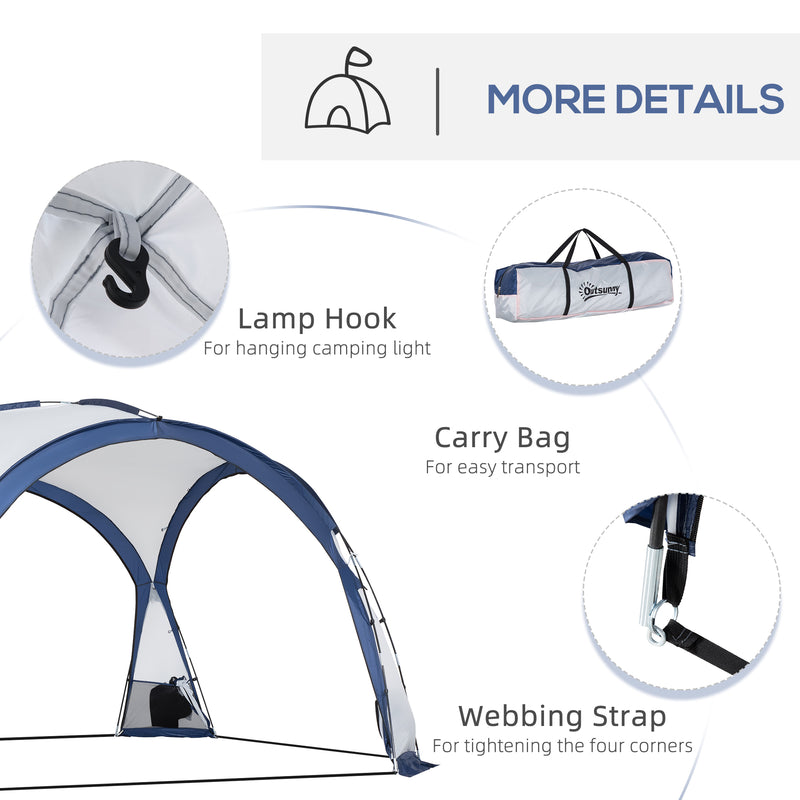 Tenda da Campeggio 6-8 Persone 350x350x230 cm 4 Porte a Cerniera Bianca e Blu-6