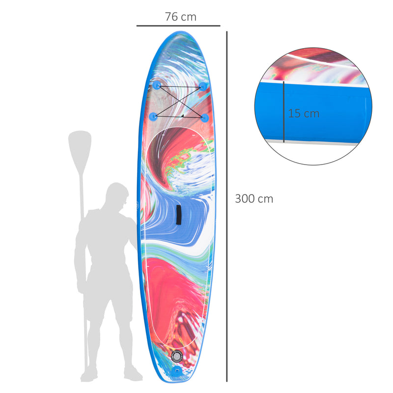 SUP Tavola Gonfiabile 300x76x15 cm con Pagaia Zaino e Accessori Blu e Bianco-3