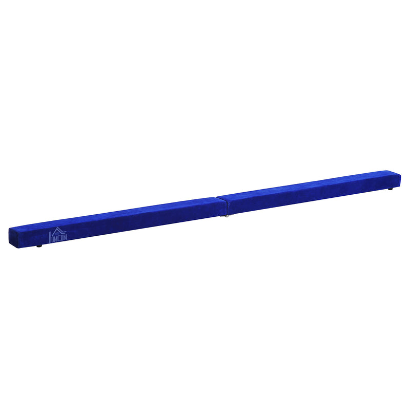 Trave da Ginnastica per Allenamento Imbottita in Legno Blu 240x10x6.5 cm -1