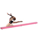 Trave da Ginnastica per Allenamento Imbottita in Legno Rosa 240x10x6.5 cm -4