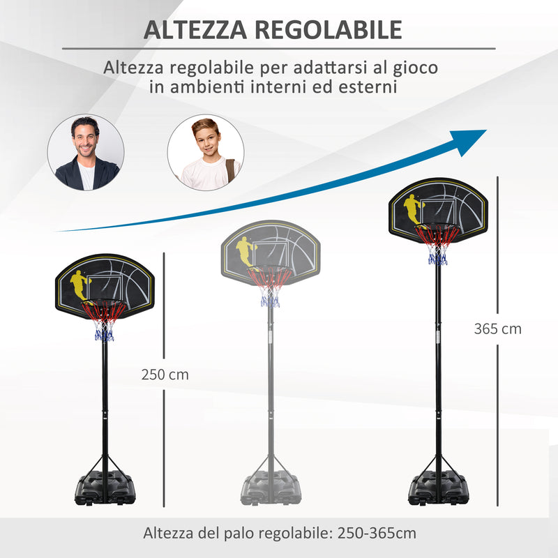 Canestro da Basket Altezza Regolabile in Acciaio con Base -4