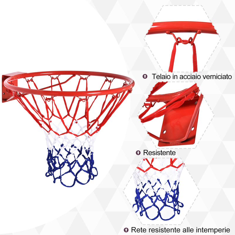 Canestro da Basket con Rete Ø46 cm in Metallo -5