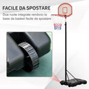 Canestro da Basket da Esterno Altezza Regolabile 175-215 cm in Metallo con Ruote Nero-5