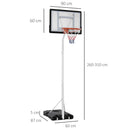 Canestro Basket da Esterno Altezza Regolabile 210-260 cm Ruote Integrate Bianco-3