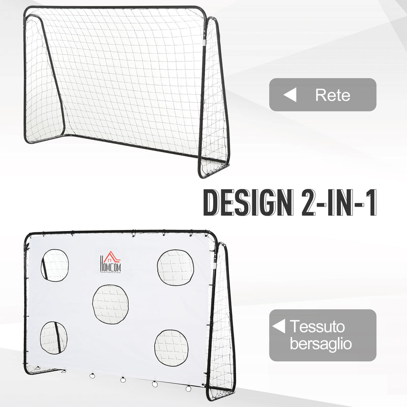 Porta da Calcio 2 in 1 con Rete 240x88x171,5 cm in Metallo -5