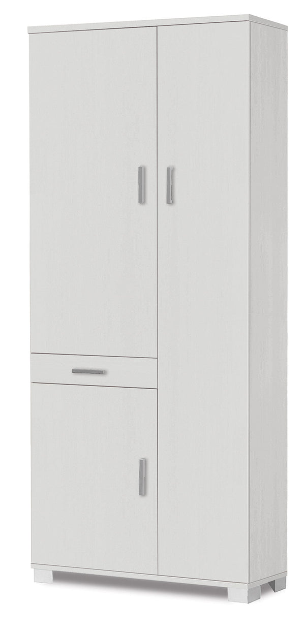 Kleiderschrank 3 Türen 1 Schublade 77 x 178 x 34 cm geflammt weiß prezzo