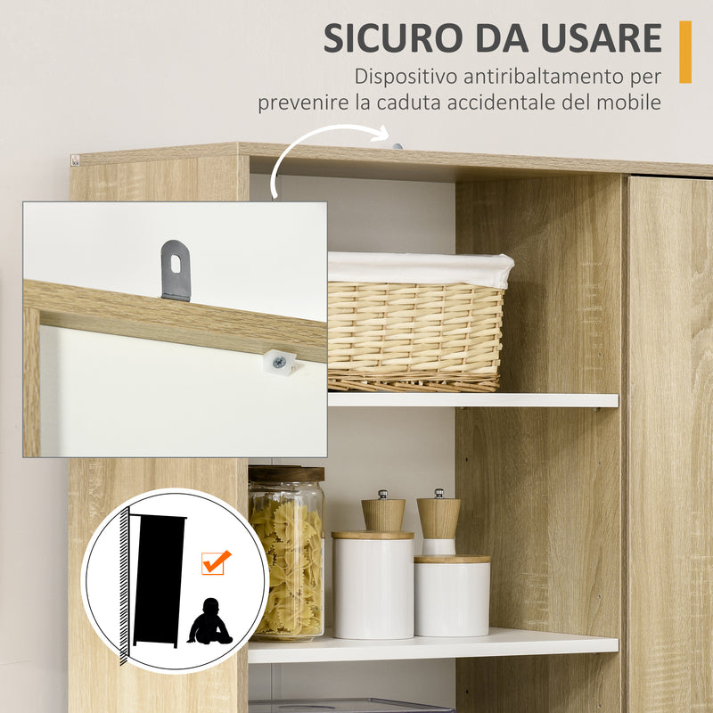 Credenza Moderna 89x39,6x180 cm in Legno Naturale e Bianco – acquista su  Giordano Shop