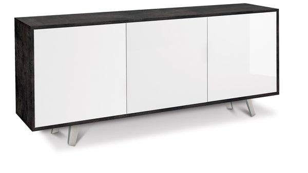 Schrank 3 Türen 177 x 74 x 41 cm Schwarzoxid/Glänzend Weiß online