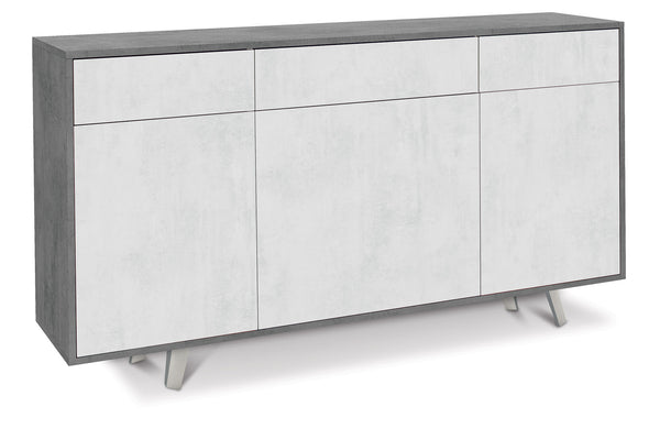 prezzo Schrank 3 Türen 3 Schubladen 164 x 92 x 41 cm Zement/Weißoxid