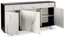 Mobile 3 Ante 3 Cassetti 164x92x41 cm Ossido Nero/Marmo Calacatta-2