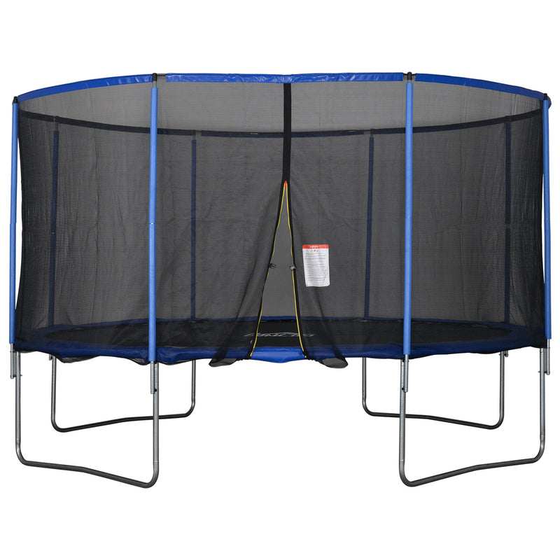 Trampolino Tappeto Elastico Ø426x269 cm con Rete e Bordo Imbottito Blu e Nero-1