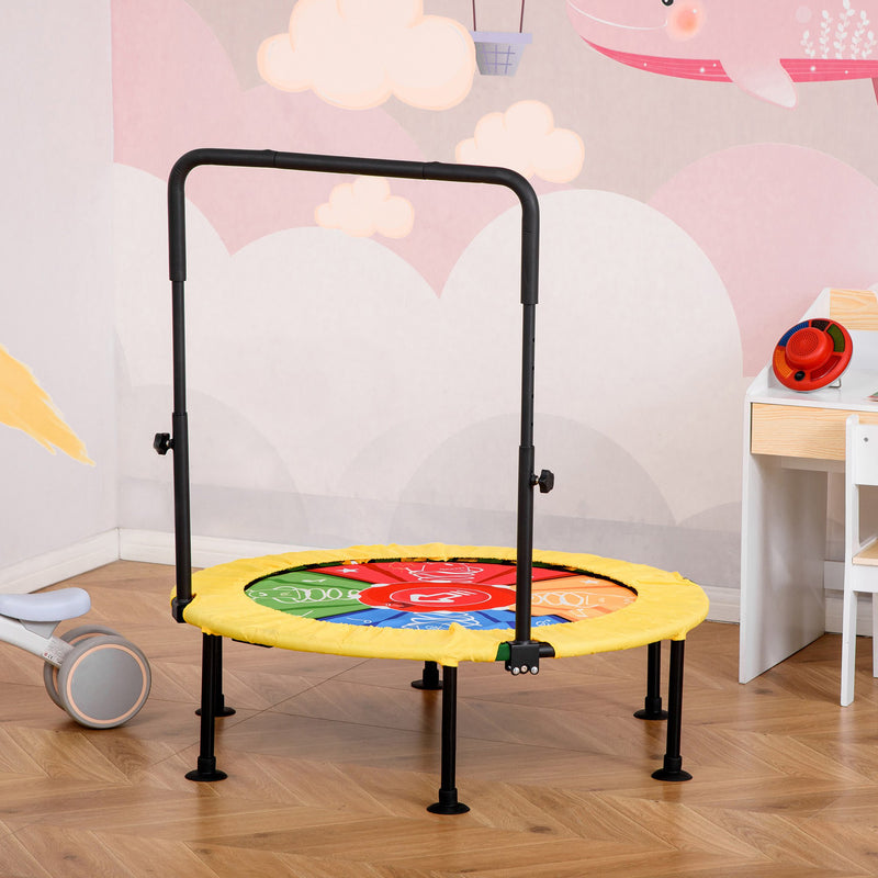 Trampolino Elastico per Bambini Pieghevole Ø102x89-114 cm con Manubrio per Fitness e Gioco Giallo-2