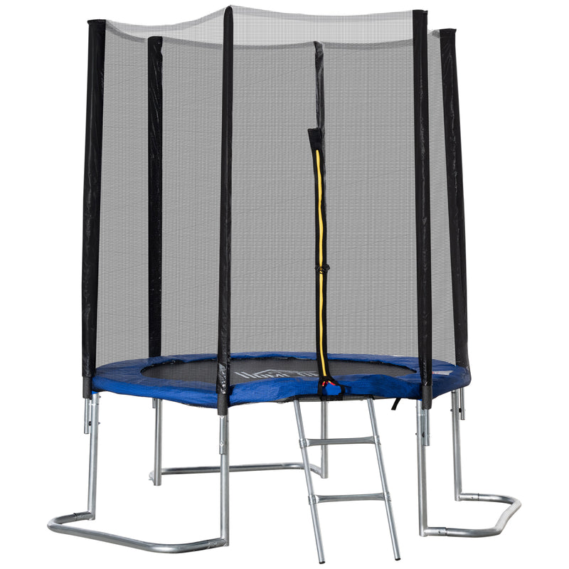 Trampolino Tappeto Elastico per Adulti Ø223x230 cm in con Rete di Sicurezza Blu-1