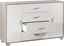 Mobile 2 Ante 4 Cassetti 136x86x41 cm Olmo Chiaro/Bianco Fiammato-2