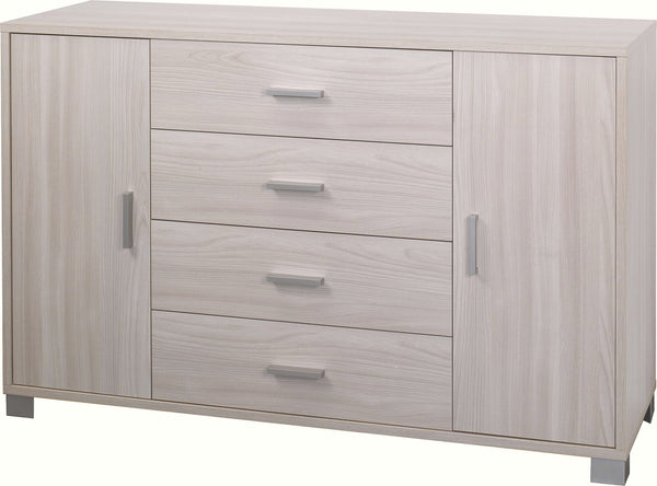 prezzo Schrank 2 Türen 4 Schubladen 136x86x41 cm Ulme hell