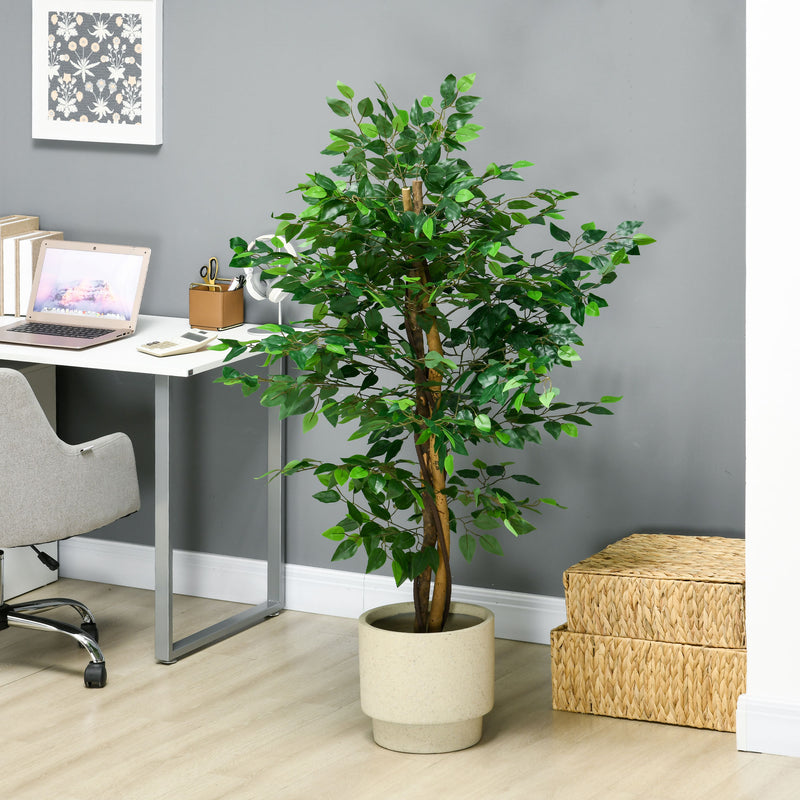 Pianta Artificiale di Ficus da Interno e Esterno H150 cm con Vaso Verde-7