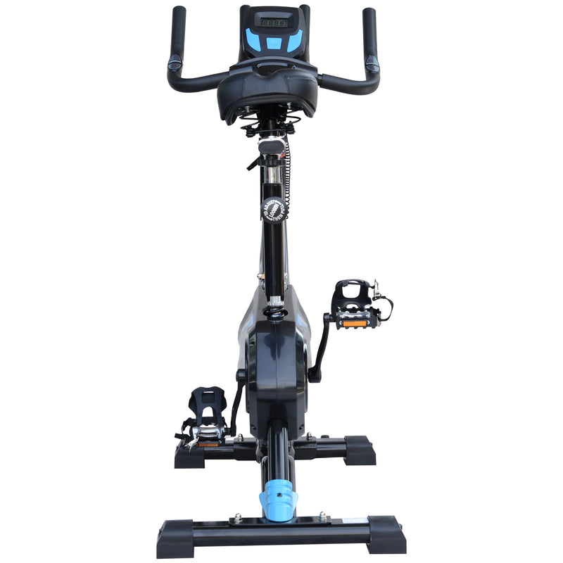 Cyclette Professionale con Seduta regolabile Nero e Blu -5