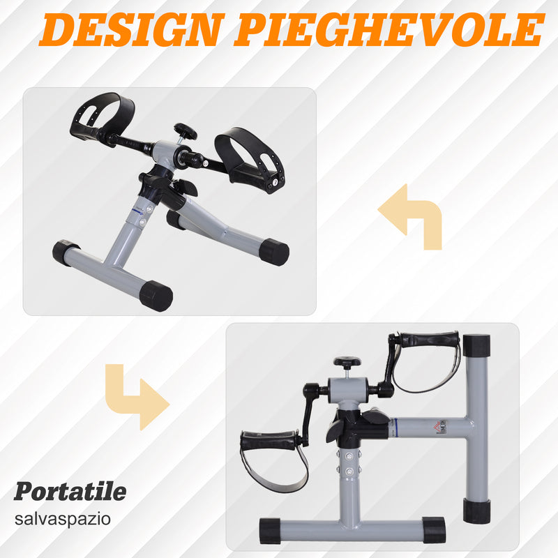 Mini Pedaliera Cyclette per Gambe e Braccia Max 60 Kg  Grigia-5