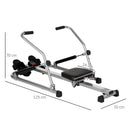 Vogatore per Fitness 129x70x70 cm con Display in Acciaio e ABS Nero e Grigio-3