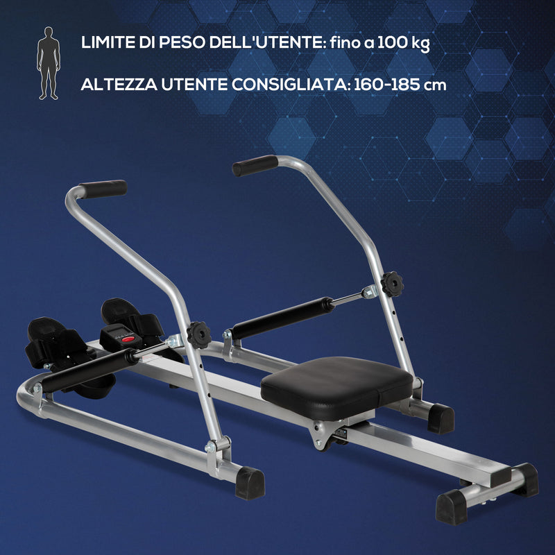 Vogatore per Fitness 129x70x70 cm con Display in Acciaio e ABS Nero e Grigio-4