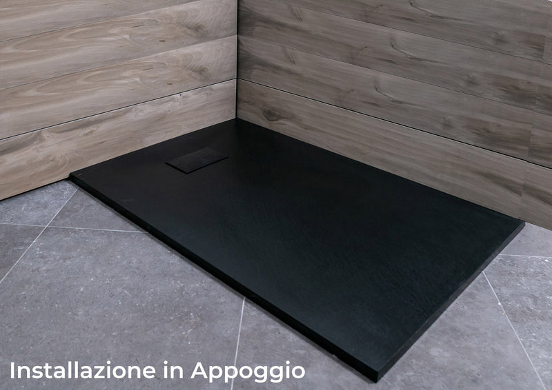 Piatto Doccia Effetto Pietra Bonussi Slate Stone Grigio Antracite Varie Misure-2