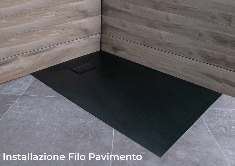 Piatto Doccia Effetto Pietra Bonussi Slate Stone Grigio Antracite Varie Misure-3