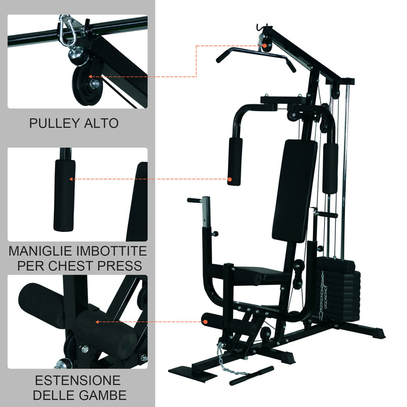 Stazione Multifunzione 156x113x205 cm per Allenamento in Acciaio  Nera-3