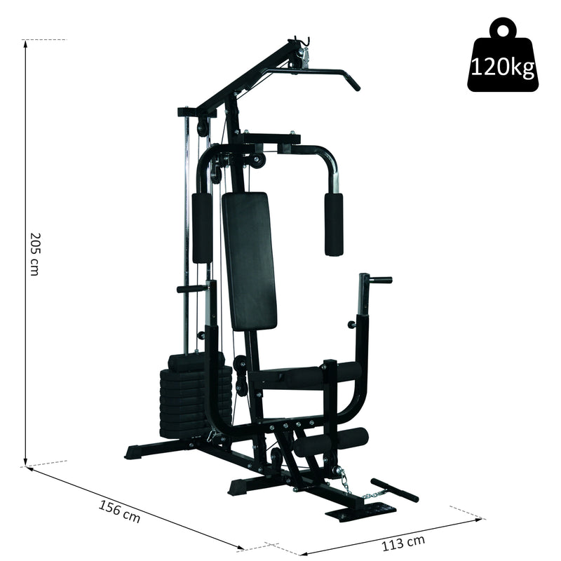 Stazione Multifunzione 156x113x205 cm per Allenamento in Acciaio  Nera-6