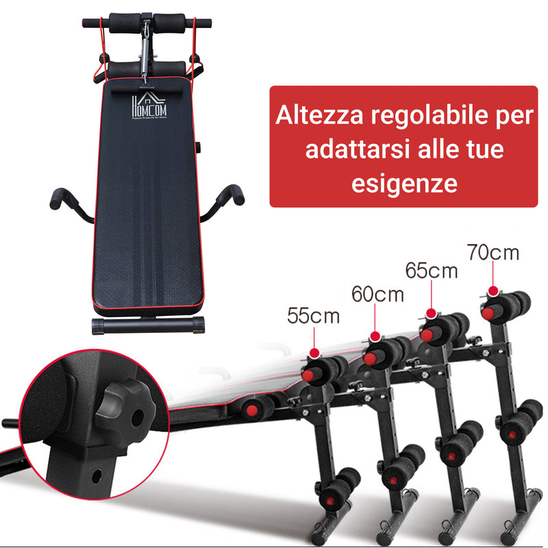 Panca Fitness per Addominali Inclinata Multifunzione Regolabile -5