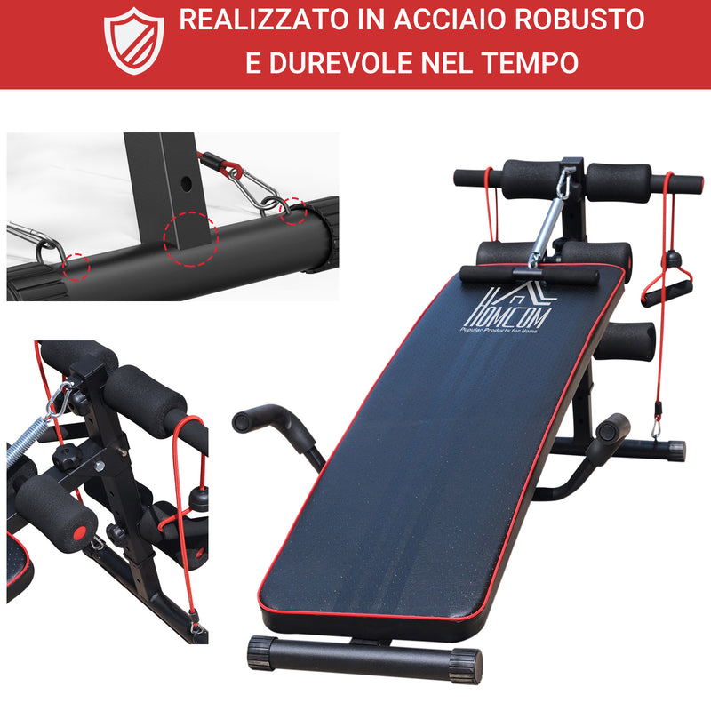 Panca Fitness per Addominali Inclinata Multifunzione Regolabile -6