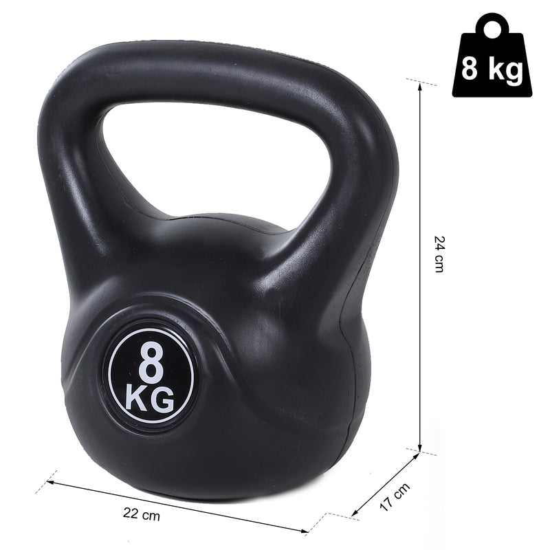 Kettlebell per Allenamento 8 Kg in PVC e Sabbia  Nero-3