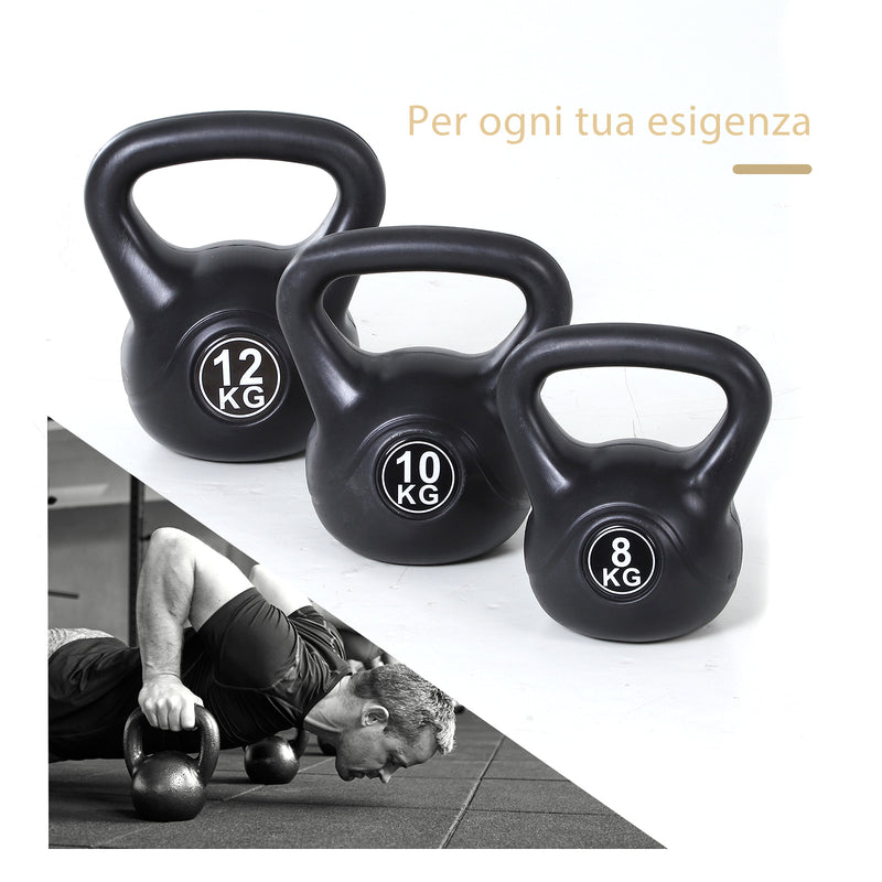 Kettlebell per Allenamento 8 Kg in PVC e Sabbia  Nero-4