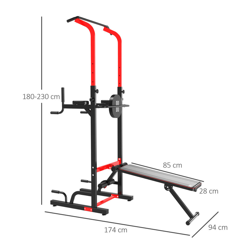 Stazione Fitness Pieghevole Multifunzionale  Nero e Rosso-3