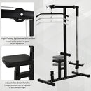 Stazione Fitness Pull Down Multifunzione con Panca e Cavo Regolabile in Acciaio Nero-5