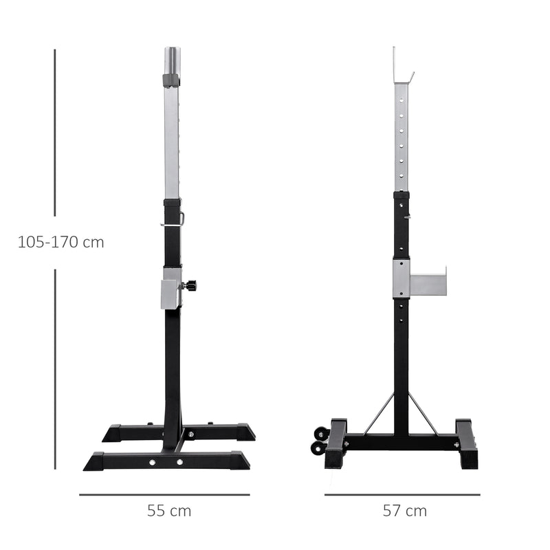 Set 2 Supporti Bilanciere Capacità 110Kg 55x57x105-170 cm Nero-3