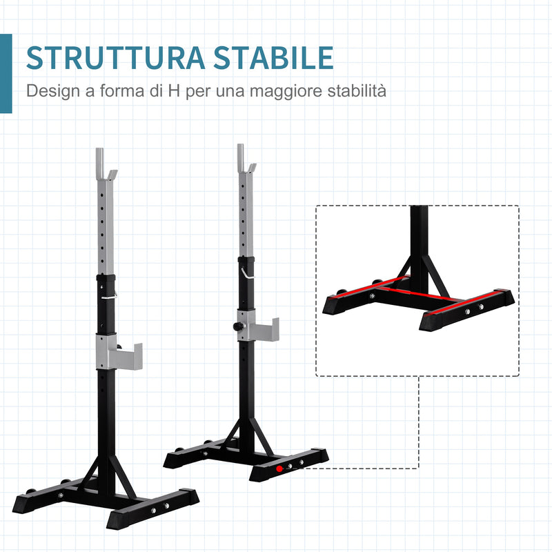 Set 2 Supporti Bilanciere Capacità 110Kg 55x57x105-170 cm Nero-6