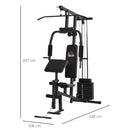 Stazione Fitness Multifunzione 148x108x207 cm in Acciaio Nero-3